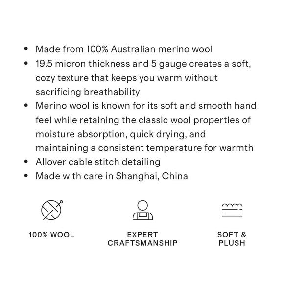 Quince Womens Size Medium Australian Merino Wool Cable Sweater Heather Bone - Picture 11 of 11